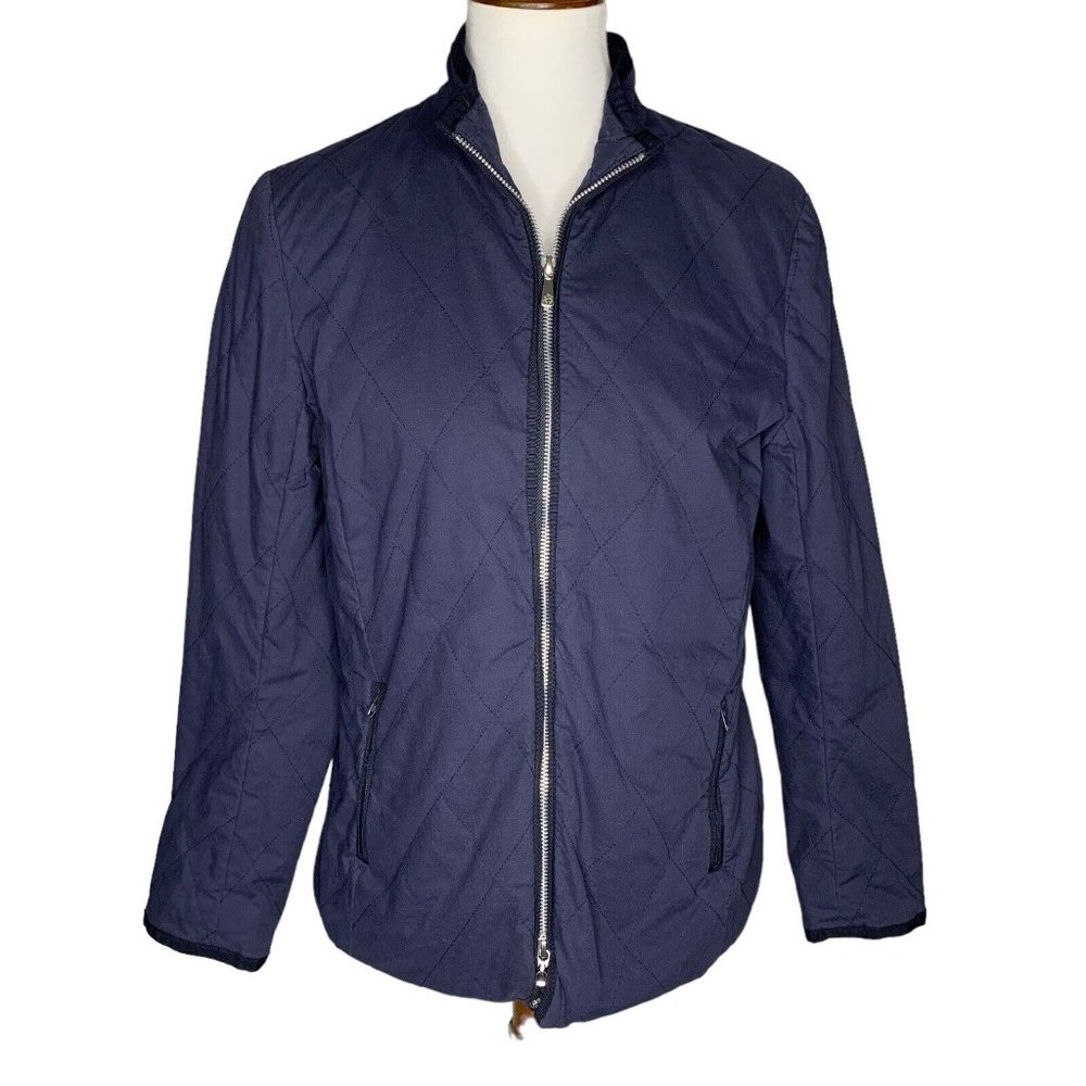 Brooks Brothers Quilted Jacket With 2 Zip Pockets Size 12P Blue 2 Zip Pockets